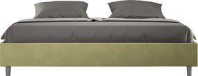 Łóżko wyposażone w stelaż z listwami tapicerowane 180x190 microfibra Zielony Azelia