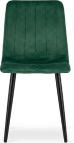 Ciemnozielone aksamitne krzesło LAVA BOTTLE GREEN z czarnymi nogami