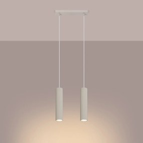 Lampa wisząca KARBON 2 beżowa ryflowana SOLLUX  LIGHTING