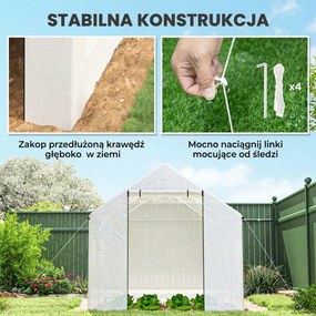 Outsunny Szklarnia 3 x 2 x 2 m tunel foliowy z 4 oknami z siatką, szerokimi rolowanymi drzwiami na zamek, moskitierą, UV-odporna | Aosom PL