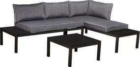 Zestaw ogrodowy Loftia 2x sofa narożna 4-osobowa + stolik kawowy stalowy szary/czarny