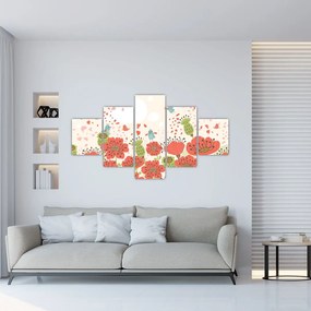Obraz - Ptaszki na kwitnącej łące (125x70 cm)
