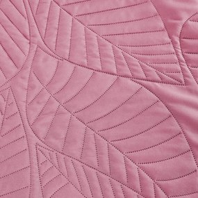 Różowa narzuta na łóżko z wzorem LEAVES Rozmiar: 170 x 210 cm