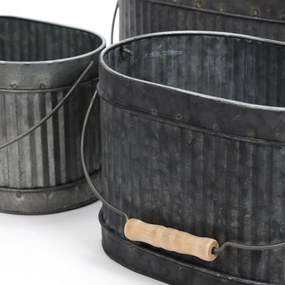 Zestaw metalowych skrzynek na donice, 3 szt. w różnych rozmiarach