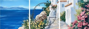 Obraz - Uliczka nad morzem (z zegarem) (90x30 cm)