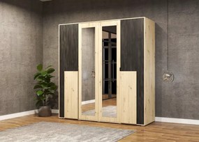 Szafa otwierana Norven 200 cm z lustrem – 10 półek i 2 drążki – nowoczesna i pojemna