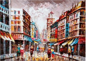 Obraz na szkle - Hong Kong, obraz olejny (70x50 cm)