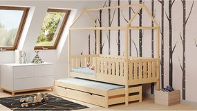 Łóżko domek Nemos 90x200 parterowe wysuwane - sosna