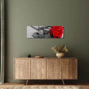 Obraz czerwonej róży (z zegarem) (90x30 cm)