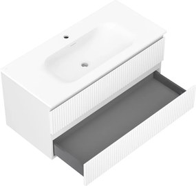 Mexen Rivel szafka łazienkowa 100 cm z umywalką Vela, 2 szuflady, ryflowana , biała mat - 91A20-10047-2-BFF01-W23M01