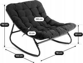 Fotel Bujany Wypoczynkowy AURORA na Płozach Czarny Nowoczesny