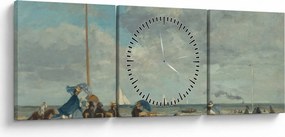 Obraz - Eugène Boudin, Beach at Trouville, reprodukcje (z zegarem) (90x30 cm)