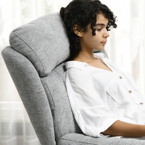 HOMCOM Fotel Obrotowy, Obrot o 360 stopni, Tkanina Chenille, Zintegrowane Podłokietniki, Nogi ze Stali, Szary, Czarny