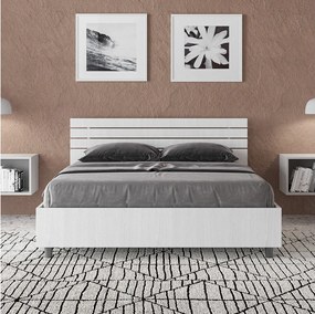 Łóżko wyposażone w stelaż z listwami z pojemnikiem 140x200 Prosty zagłówek z listwami frassino biała Ankel