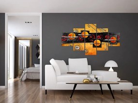Abstrakcyjny obraz - Planety (125x70 cm)