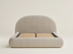 Beżowe tapicerowane łóżko dwuosobowe ze schowkiem ze stelażem 160x200 cm Maumere – Maison de Rêve