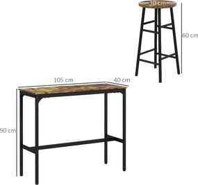 HOMCOM Stół barowy z 2 stołkami barowymi