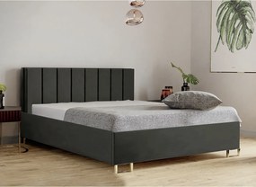 Łóżko tapicerowane MALIBU, wezgłowie, obicie MONOLITH, pojemnik na pościel, podnośnik gazowy, wysokość spania 39 cm, 140x200 cm, Bordowy