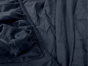 PrzytulneMieszkanie.pl Prześcieradło jersey HIGHFIT w kolorze granatowym 90 x 200 cm