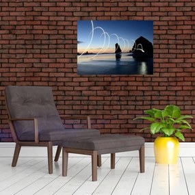 Obraz - plaża o zachodzie słońca (70x50 cm)