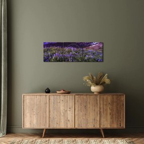 Obraz - Wulkan i kwiaty (z zegarem) (90x30 cm)