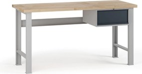 Stół warsztatowy G7, blat bukowy, 1700 x 800 x 840 mm, 1x kontener, 1x szuflada, grafitowy