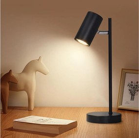 NETTLIFE lampka nocna czarna lampa stołowa salon obrotowa 350° GU10 metal biuro