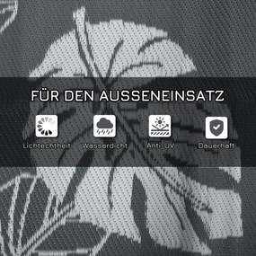 Outsunny Zewnętrzny dywan z możliwością odwrócenia, wodoszczelny, Wzór liść, 182x274cm, Szary/Biały