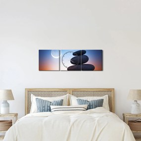 Obraz ułożonych kamieni jeden na drugim (z zegarem) (90x30 cm)