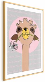 Plakat Wesoła lama 60x90 cm z ramą złotą z marginesem ARTGEIST B
