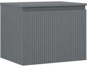 Mexen Rivel szafka łazienkowa podumywalkowa 60 cm z blatem, 1 szuflada, ryflowana , grafit mat - 91A20-06047-1-BFC66