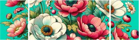 Obraz - Kwiaty na niebieskim tle (170x50 cm)