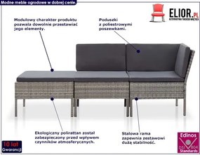 Zestaw szarych mebli ogrodowych - Shannon 3X