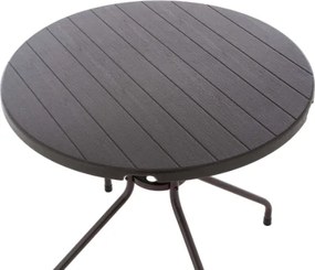 Stół balkonowy okrągły 80 cm, stalowy, brązowy blat