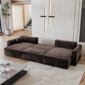 Masseno Narożnik FENTO z funkcją spania i pojemnikiem na pościel Narozniki U, Rozkładana sofa - Brązowy, MONOLITH 29