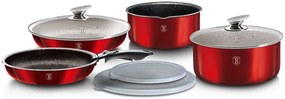 Czerwony zestaw aluminiowych garnków i patelni F3-P70