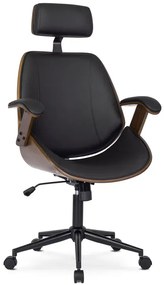Designerski fotel gabinetowy czarny + orzech - Hibi