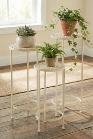 Zestaw białych kwietników w stylu retro L0-K96