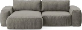 Szary rozkładany narożnik z tkaniny szenilowej (lewostronny/z szezlongiem) Kuki – Makamii