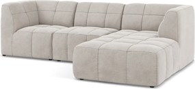 Beżowy aksamitny narożnik (prawostronny/z szezlongiem) Aloha – Makamii