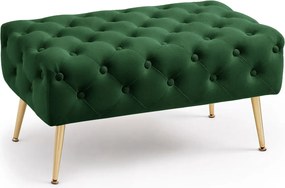 Zielona welurowa pufa prostokątna w stylu glamour K8-N00