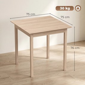 HOMCOM Stół kuchenny Stół jadalny Kwadratowy stół, nowoczesny design, 75 cm x 75 cm x 76 cm, Drewno naturalne | Aosom PL