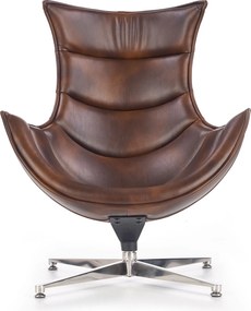 Brązowy fotel wypoczynkowy ze skóry Luxor