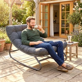 Outsunny Fotel bujany z szerokim siedziskiem z siatki i grubą poduszką, 101 x 66 x 63 cm, szary | Aosom PL