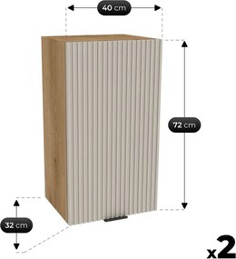 Zestaw Mebli Kuchennych MODERN 200 cm Kaszmir/Dąb Ryflowany Nowoczesny