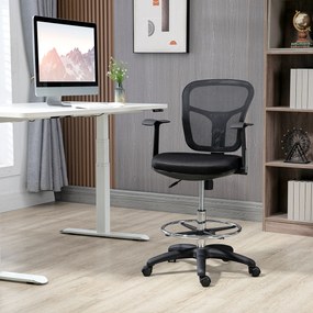 Vinsetto Krzesło do Rysowania Ergonomiczne Obrotowe Regulacja Wysokości Czarne | Aosom PL