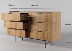 Komoda Nordell 6S – pojemna komoda z 6 szufladami w nowoczesnym stylu, dostępna w 2 kolorach