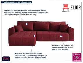 Czerwony narożnik L z funkcją spania K6-Z07