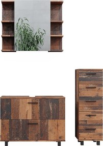 Zestaw mebli łazienkowych rustykalny dąb 80x33x60 ilias