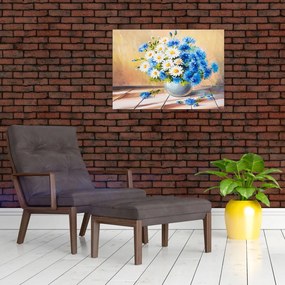 Malowany obraz wazonu z kwiatami (70x50 cm)